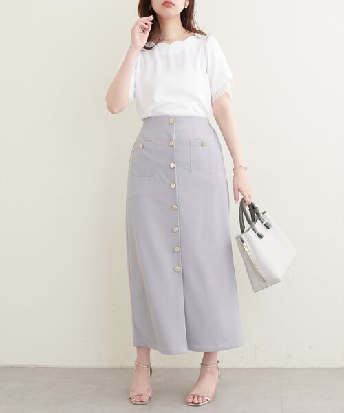 natural couture(ナチュラルクチュール)の「チューリップスリーブスカラップネックブラウス(シャツ/ブラウス・レディース・アイボリー/ピンクベージュ/サックスブルー/ミント/ネイビー・FREE)」の8枚目の写真