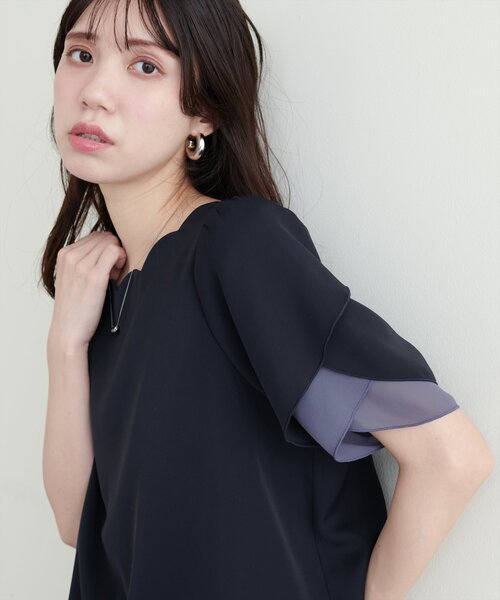 natural couture(ナチュラルクチュール)の「チューリップスリーブスカラップネックブラウス(シャツ/ブラウス・レディース・アイボリー/ピンクベージュ/サックスブルー/ミント/ネイビー・FREE)」の17枚目の写真