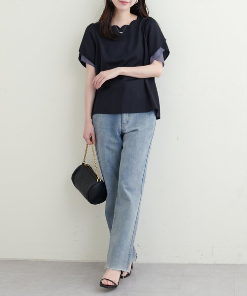 natural couture(ナチュラルクチュール)の「チューリップスリーブスカラップネックブラウス(シャツ/ブラウス・レディース・アイボリー/ピンクベージュ/サックスブルー/ミント/ネイビー・FREE)」の19枚目の写真