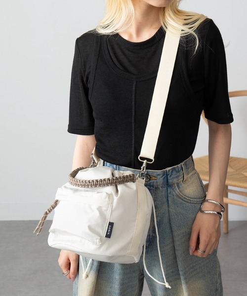 MAGASIN DE MODE Onjna（マガジンデモードオンジェナ ）の「【MAGASIN DE MODE Onjna】コード編み巾着ショルダーバッグ SNBD ※（ショルダーバッグ・レディース・ブラック/ベージュ/アイボリー/カーキ/ストーン・FREE）」の21枚目の写真
