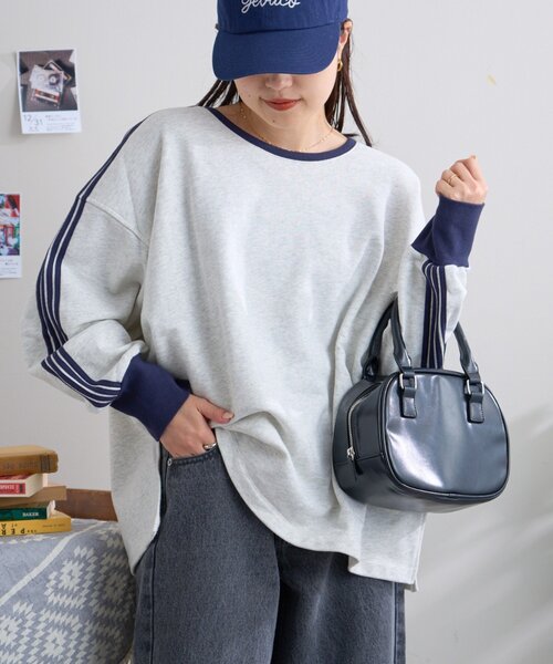 CIAOPANIC TYPY（チャオパニックティピー）の「【WEB限定】ライン裏毛クルースウェット（スウェット・レディース・ブラック/オフホワイト/グレー・ONE SIZE）」の7枚目の写真