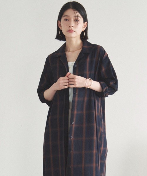 新品未使用　ドゥアルシーヴ　ワンピース　チェック セール】チェックシャツワンピース（シャツワンピース）｜DOUX