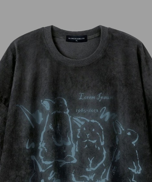FreeZone(フリーゾーン)の「スエード調兎プリントTシャツ(Tシャツ/カットソー・メンズ・ピンク/ブラック/ベージュ・F)」の4枚目の写真