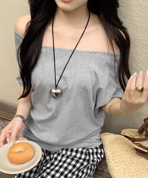Teem Store（チームストア）の「シンプルデザインワンショルTシャツ（Tシャツ/カットソー・レディース・グレー/ネイビー/ホワイト/ブラック・S/M/L）」の19枚目の写真