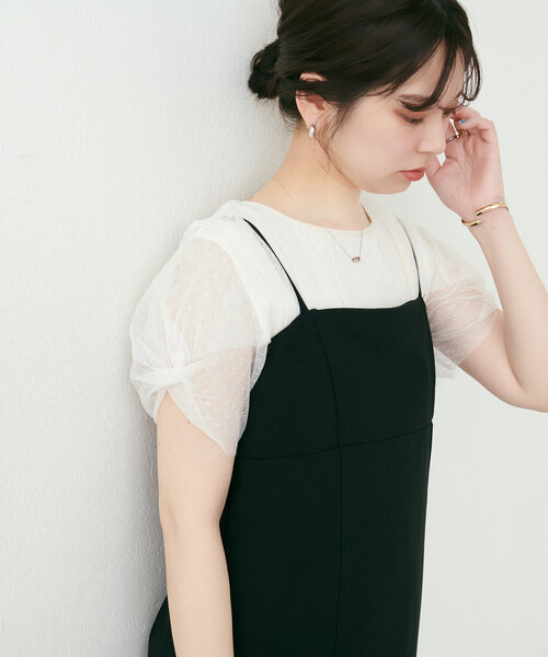 natural couture（ナチュラルクチュール）の「osonoチュールレースチュニック（シャツ/ブラウス・レディース・モカ/ブラック/ブラウン/グレー/オフホワイト・FREE）」の10枚目の写真