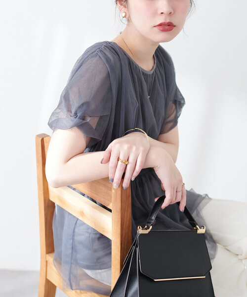 natural couture（ナチュラルクチュール）の「osonoチュールレースチュニック（シャツ/ブラウス・レディース・モカ/ブラック/ブラウン/グレー/オフホワイト・FREE）」の20枚目の写真