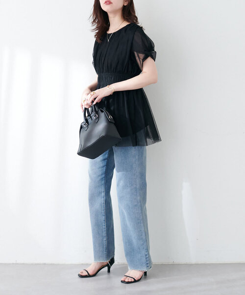 natural couture（ナチュラルクチュール）の「osonoチュールレースチュニック（シャツ/ブラウス・レディース・モカ/ブラック/ブラウン/グレー/オフホワイト・FREE）」の19枚目の写真