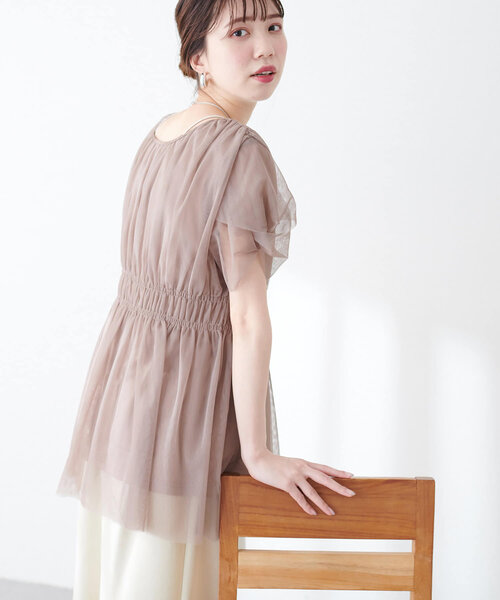 ブラウス シャツ osonoチュールレースチュニック レディース natural couture ブラウス シャツ osonoチュールレース