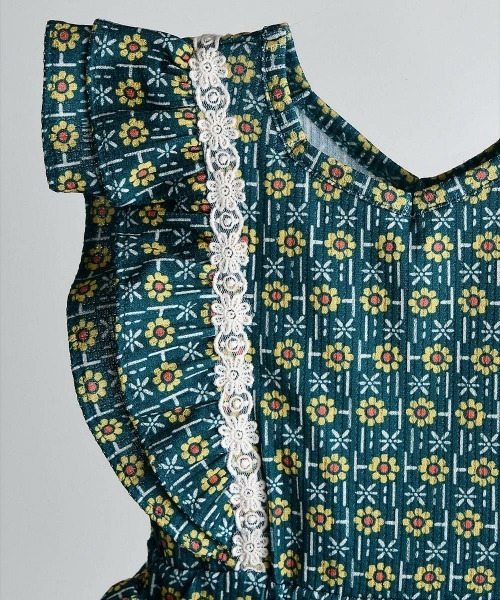 moimoln（モイモルン）の「クロディフラワーワンピース（ワンピース・キッズ・ブルーグリーン・140cm/130cm/120cm/110cm/100cm）」の3枚目の写真