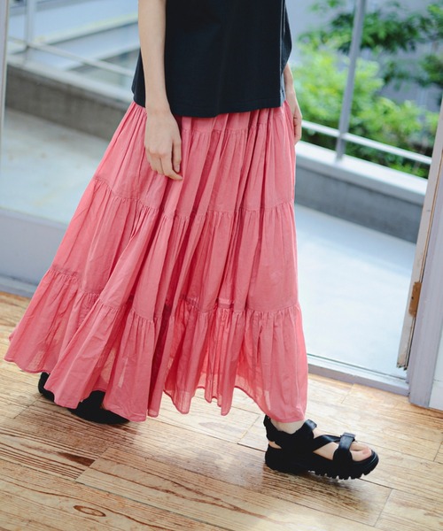 B:MING by BEAMS(ビーミングバイビームス)の「インド ティアード スカート(S~M)(スカート・レディース・オフホワイト/ピンク/ブラック系その他・SMALL/MEDIUM)」の3枚目の写真