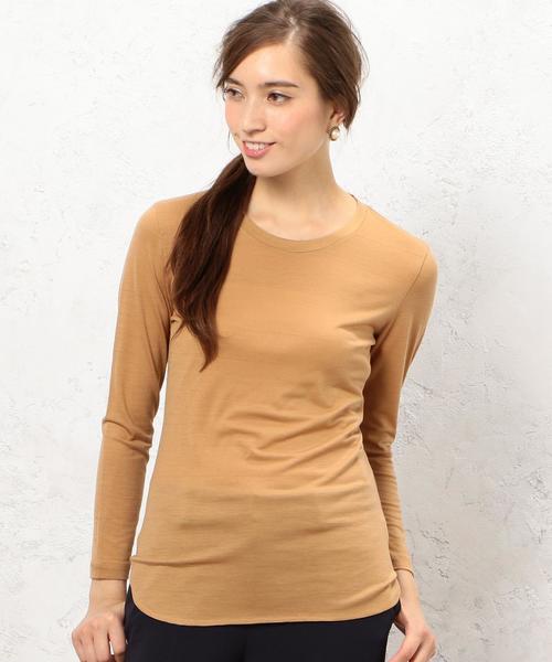 green label relaxing(グリーンレーベルリラクシング)の「KC MERINO OPTIMO Uネック LS プルオーバー カットソー◆(Tシャツ/カットソー・レディース・ホワイト/ネイビー/ブラウン・フリー)」の1枚目の写真