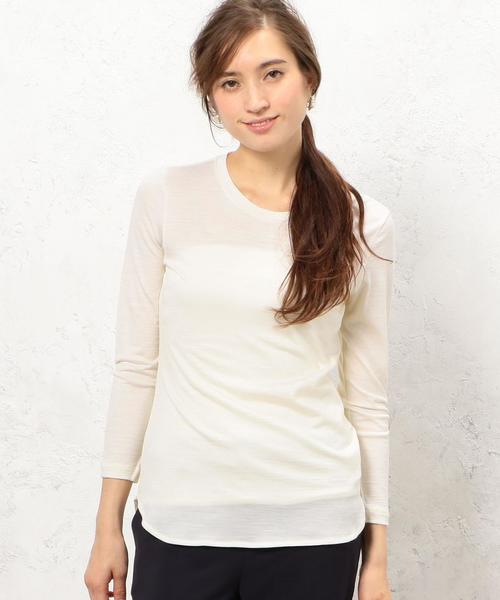green label relaxing(グリーンレーベルリラクシング)の「KC MERINO OPTIMO Uネック LS プルオーバー カットソー◆(Tシャツ/カットソー・レディース・ホワイト/ネイビー/ブラウン・フリー)」の2枚目の写真