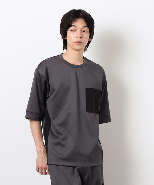 COMME CA ISM（コムサイズム）の「スポーティージャージ コンビデザイン Ｔシャツ（Tシャツ/カットソー・メンズ・ブラック/チャコール・M/L）」の2枚目の写真