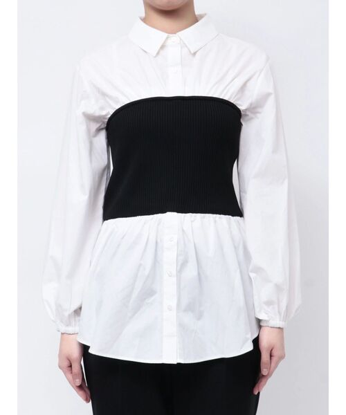 TONAL（トーナル）の「ニットビスチェドッキングシャツ（シャツ/ブラウス・レディース・ブラック/オフホワイト・MEDIUM）」の13枚目の写真