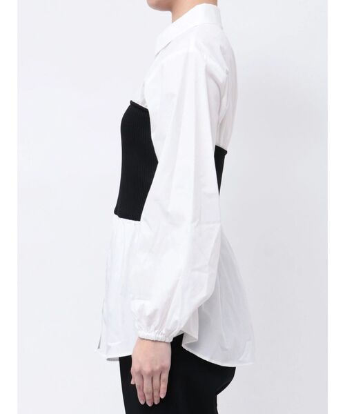 TONAL（トーナル）の「ニットビスチェドッキングシャツ（シャツ/ブラウス・レディース・ブラック/オフホワイト・MEDIUM）」の14枚目の写真