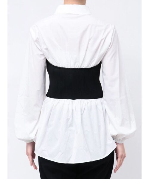 TONAL（トーナル）の「ニットビスチェドッキングシャツ（シャツ/ブラウス・レディース・ブラック/オフホワイト・MEDIUM）」の15枚目の写真