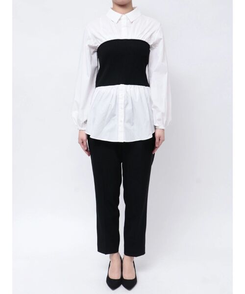 TONAL（トーナル）の「ニットビスチェドッキングシャツ（シャツ/ブラウス・レディース・ブラック/オフホワイト・MEDIUM）」の20枚目の写真