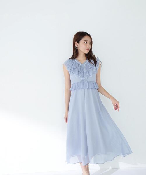 NATURAL BEAUTY BASIC(ナチュラルビューティーベーシック)の「◇バイカラーフリルワンピース(ワンピース・レディース・ブラック系その他/ブルー系その他・MEDIUM/P/S/SMALL)」の2枚目の写真