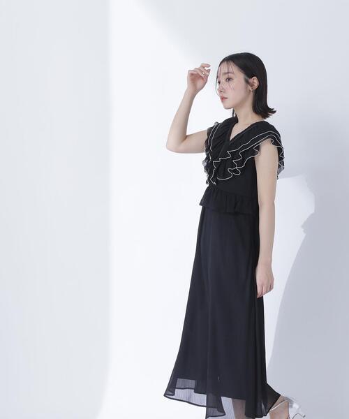 NATURAL BEAUTY BASIC(ナチュラルビューティーベーシック)の「◇バイカラーフリルワンピース(ワンピース・レディース・ブラック系その他/ブルー系その他・MEDIUM/P/S/SMALL)」の5枚目の写真