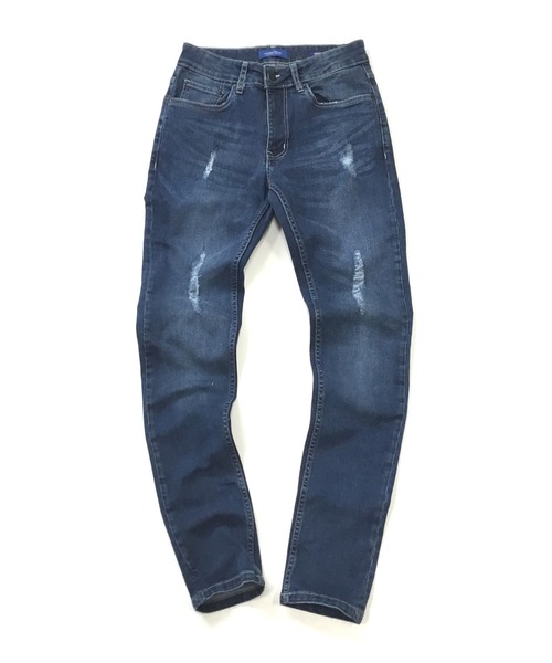 London Denim（ロンドンデニム）の「Brent Skinny Slim Fit Crash Jean/クラッシュ スキニーパンツ（デニムパンツ・メンズ・インディゴブルー・SMALL/MEDIUM/LARGE/X-LARGE）」の7枚目の写真