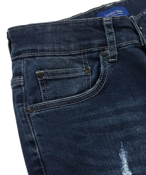 London Denim（ロンドンデニム）の「Brent Skinny Slim Fit Crash Jean/クラッシュ スキニーパンツ（デニムパンツ・メンズ・インディゴブルー・SMALL/MEDIUM/LARGE/X-LARGE）」の10枚目の写真