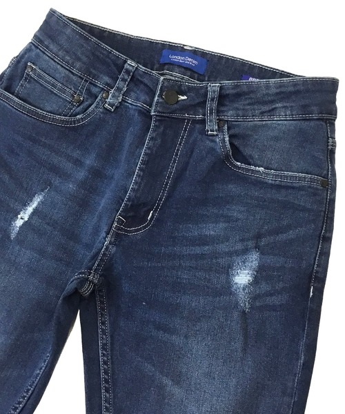 London Denim（ロンドンデニム）の「Brent Skinny Slim Fit Crash Jean/クラッシュ スキニーパンツ（デニムパンツ・メンズ・インディゴブルー・SMALL/MEDIUM/LARGE/X-LARGE）」の9枚目の写真