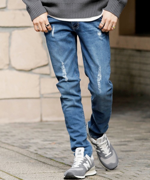 London Denim（ロンドンデニム）の「Brent Skinny Slim Fit Crash Jean/クラッシュ スキニーパンツ（デニムパンツ・メンズ・インディゴブルー・SMALL/MEDIUM/LARGE/X-LARGE）」の6枚目の写真