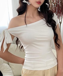 【Jasmine】ワンショルダーショート丈Tシャツ (SS)