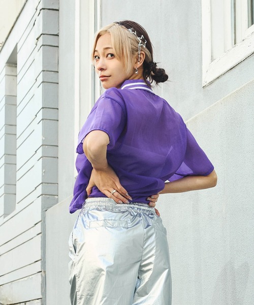DURAS（デュラス）の「シアーポロシャツ（ポロシャツ・レディース・グリーン/パープル/オレンジ・MEDIUM/SMALL）」の5枚目の写真