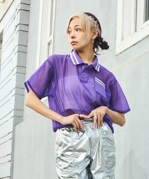 DURAS（デュラス）の「シアーポロシャツ（ポロシャツ・レディース・グリーン/パープル/オレンジ・MEDIUM/SMALL）」の13枚目の写真