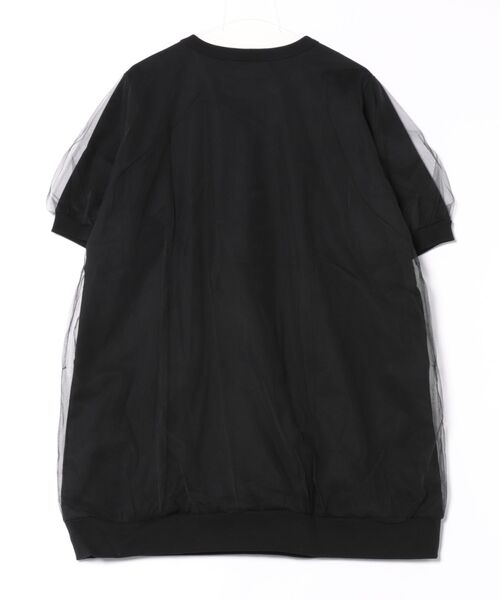 H.A.K（ハク）の「ハイゲージミニ裏毛＋バイアスフラワーテープ刺繍チュニック（Tシャツ/カットソー・レディース・ブラック/チャコール・FREE）」の3枚目の写真