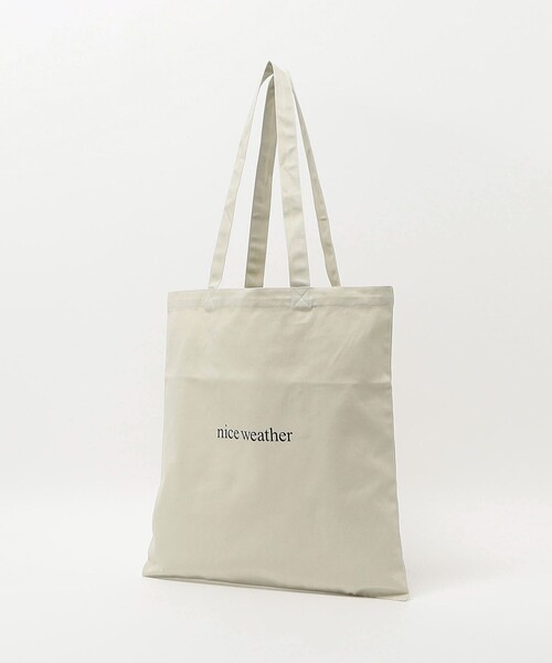NICE WEATHER（ナイスウェザー）の「＜NICE WEATHER＞ロゴ トートバッグ（トートバッグ・メンズ・ナチュラル/ネイビー・FREE）」の6枚目の写真