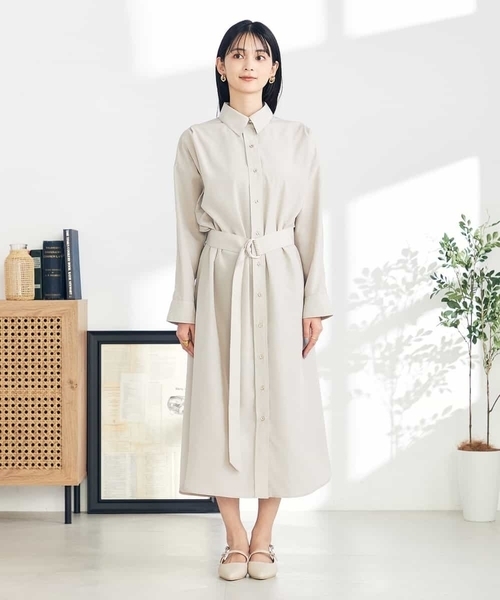 a.v.v(アーヴェヴェ)の「【2WAY】ベルト付きシャツワンピース(ワンピース・レディース・ネイビー/ベージュ・38/40/36)」の14枚目の写真