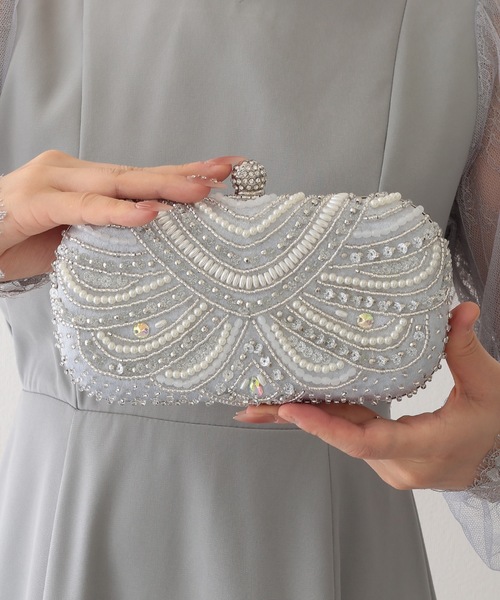 Lace Ladies(レースレディース)の「スパンコール ビーズ 刺繍 パーティー バッグ(クラッチバッグ・レディース・ベージュ/ブラック/シルバー・FREE)」の7枚目の写真