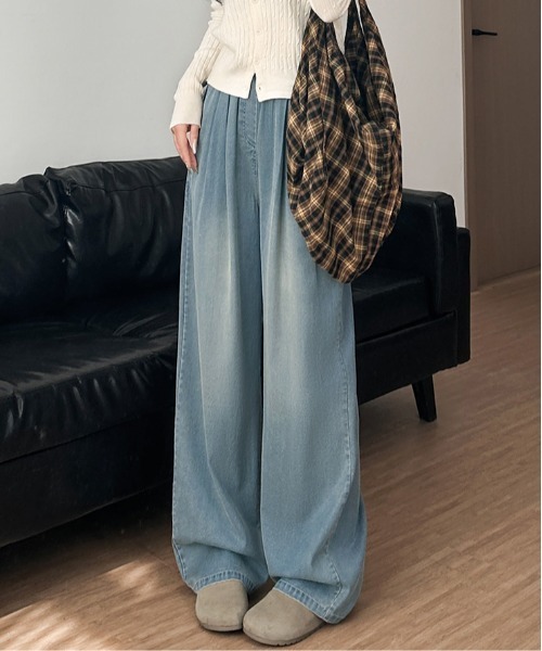 MAISON DE THERESE（メゾン ド テレーズ）の「ハイウエスト ワイドパンツ（その他パンツ・レディース・ブラック/アイボリー/ライトブルー・S/M/L）」の3枚目の写真