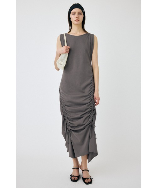 MOUSSY(マウジー)の「ASYMMETRY GATHER ドレス(ワンピース・レディース・グレー/ブラック・1/2)」の1枚目の写真