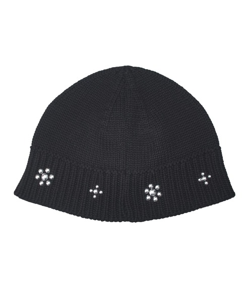 X-girl（エックスガール）の「STUDDED KNIT HAT（ハット・レディース・ブラック/グレー・ONE SIZE）」の4枚目の写真