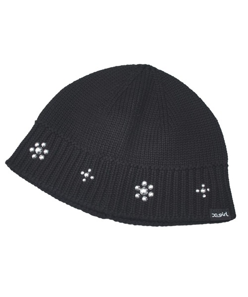 X-girl（エックスガール）の「STUDDED KNIT HAT（ハット・レディース・ブラック/グレー・ONE SIZE）」の7枚目の写真