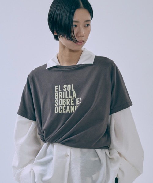 EN NEUME(エンノイム)の「Vintage Logo T-shirts(Tシャツ/カットソー・レディース・チャコールグレー/オートミール/ホワイト・FREE)」の2枚目の写真