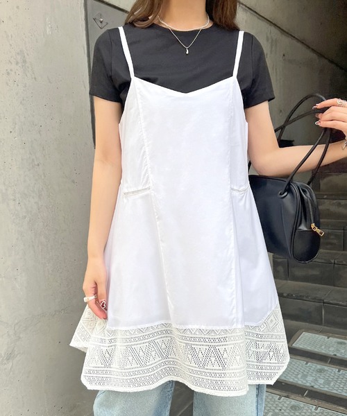 ABYS（アビス）の「パッチワーク裾レースキャミワンピース（ワンピース・レディース・ブラック/ホワイト・FREE）」の10枚目の写真