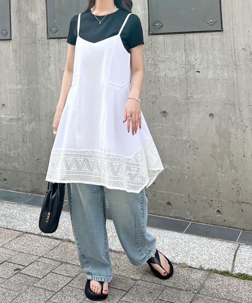 ABYS（アビス）の「パッチワーク裾レースキャミワンピース（ワンピース・レディース・ブラック/ホワイト・FREE）」の11枚目の写真