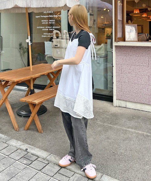 ABYS（アビス）の「パッチワーク裾レースキャミワンピース（ワンピース・レディース・ブラック/ホワイト・FREE）」の14枚目の写真