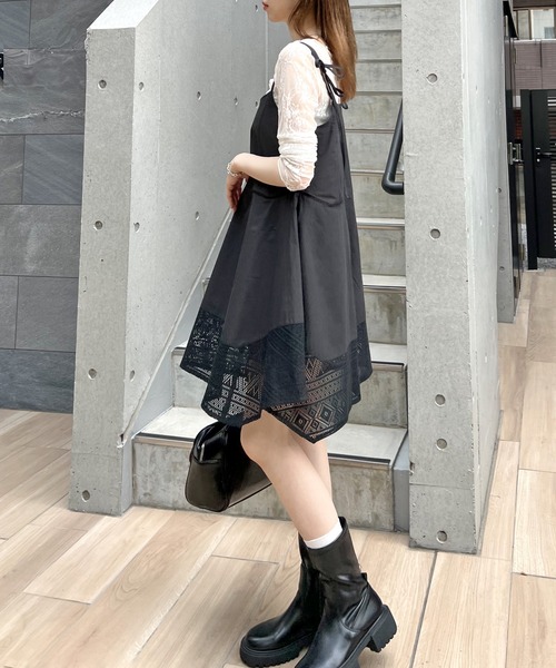 ABYS（アビス）の「パッチワーク裾レースキャミワンピース（ワンピース・レディース・ブラック/ホワイト・FREE）」の16枚目の写真