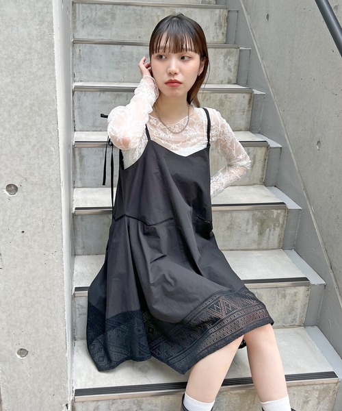 ABYS（アビス）の「パッチワーク裾レースキャミワンピース（ワンピース・レディース・ブラック/ホワイト・FREE）」の18枚目の写真