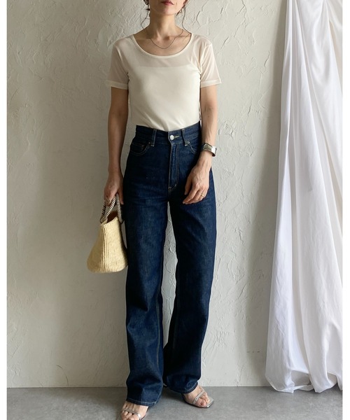 She's Closet(シーズクローゼット)の「クルーネックシースルー/半袖シアーTシャツカットソートップス(Tシャツ/カットソー・レディース・アイボリー/ブラック/チャコールグレー/ホワイト・FREE)」の8枚目の写真