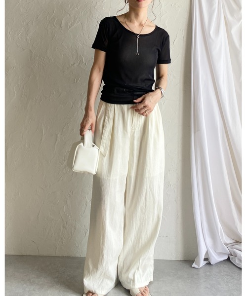 She's Closet(シーズクローゼット)の「クルーネックシースルー/半袖シアーTシャツカットソートップス(Tシャツ/カットソー・レディース・アイボリー/ブラック/チャコールグレー/ホワイト・FREE)」の9枚目の写真