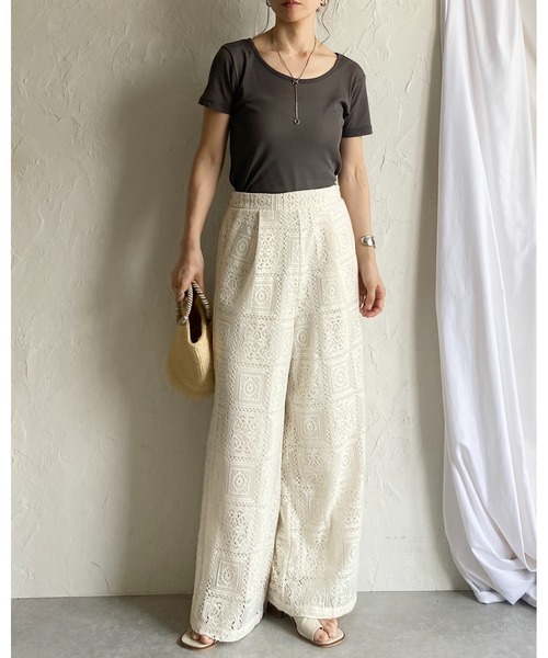 She's Closet(シーズクローゼット)の「クルーネックシースルー/半袖シアーTシャツカットソートップス(Tシャツ/カットソー・レディース・アイボリー/ブラック/チャコールグレー/ホワイト・FREE)」の13枚目の写真