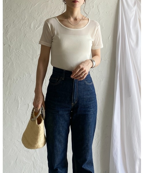 She's Closet(シーズクローゼット)の「クルーネックシースルー/半袖シアーTシャツカットソートップス(Tシャツ/カットソー・レディース・アイボリー/ブラック/チャコールグレー/ホワイト・FREE)」の15枚目の写真