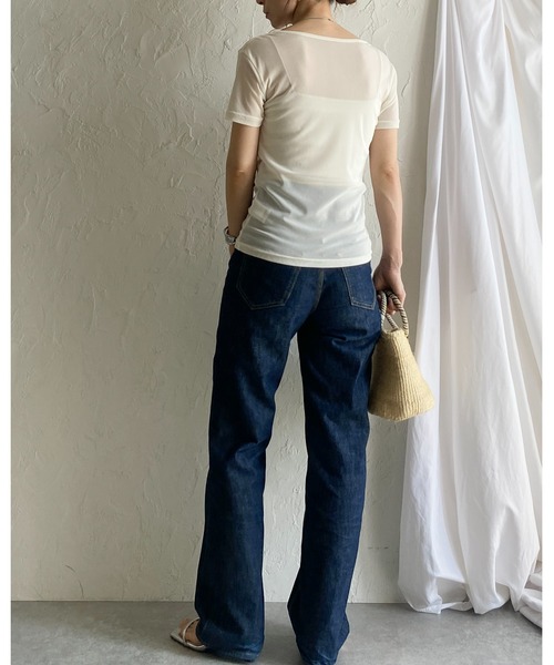 She's Closet(シーズクローゼット)の「クルーネックシースルー/半袖シアーTシャツカットソートップス(Tシャツ/カットソー・レディース・アイボリー/ブラック/チャコールグレー/ホワイト・FREE)」の17枚目の写真