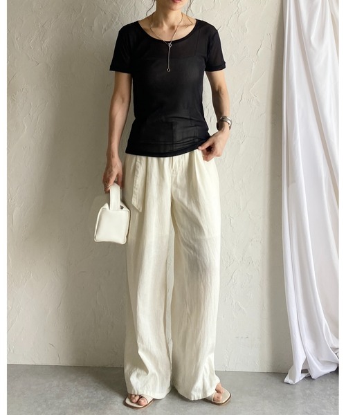 She's Closet(シーズクローゼット)の「クルーネックシースルー/半袖シアーTシャツカットソートップス(Tシャツ/カットソー・レディース・アイボリー/ブラック/チャコールグレー/ホワイト・FREE)」の19枚目の写真